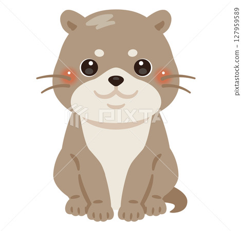 坐著的水獺的插圖 127959589