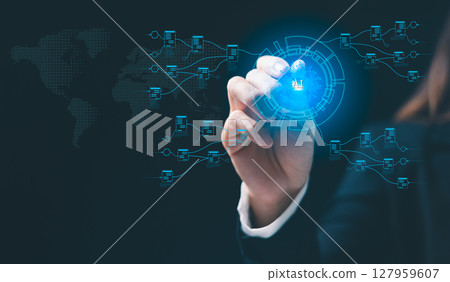 AI technology is transforming education by communication, helping learners concepts, businesses to create documents, learn language. design help people learn and study through innovative idea, icon 127959607