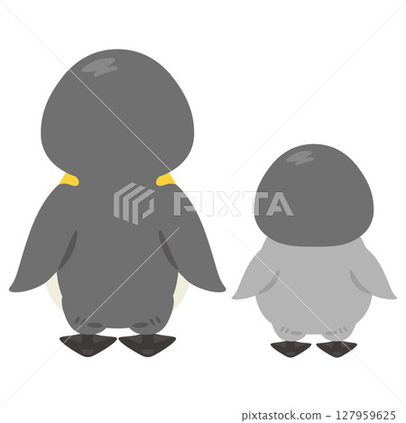 Penguin parent and child back illustration set Penguin parent and child back illustration set 127959625