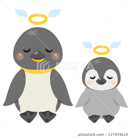 已故企鵝父母和孩子的插圖 127959629