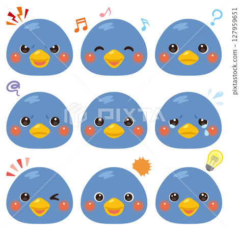 Penguin illustration set - facial expressions only 127959651