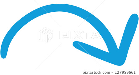 Illustration of a single-line hand-drawn arrow 3 (blue) Illustration of a single-line hand-drawn arrow 3 (blue) 127959661