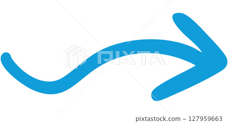 Illustration of a single-line hand-drawn arrow 5 (blue) 127959663