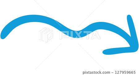 Illustration of a single-line hand-drawn arrow 7 (blue) 127959665