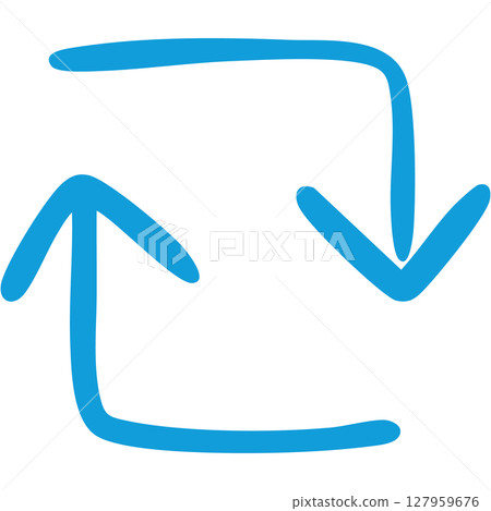 Illustration of a single-line hand-drawn arrow 18 (blue) Illustration of a single-line hand-drawn arrow 18 (blue) 127959676