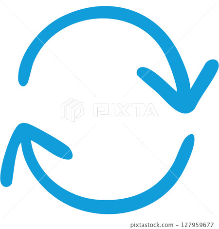 單線手繪箭頭 19（藍色）的插圖 127959677