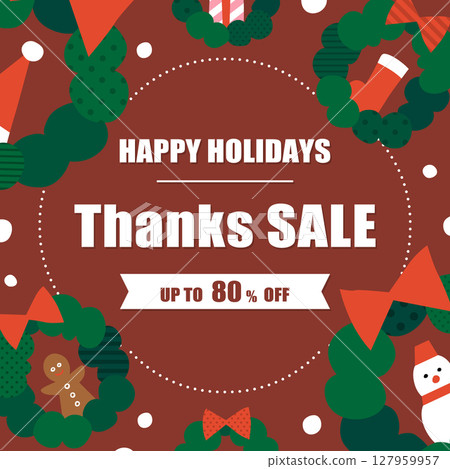 聖誕花圈框架/銷售廣告範本（方形） 127959957