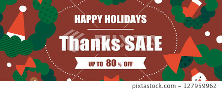 Christmas wreath frame/sale advertisement template (horizontal banner) 127959962