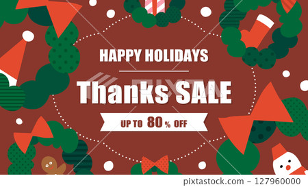 Christmas wreath frame/sale ad template (landscape 16:9) 127960000