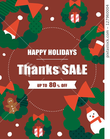 聖誕花圈框架/銷售廣告範本（縱向） 127960004