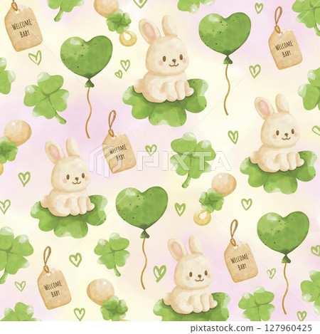 seamless pattern with rabbits and tree seamless pattern with rabbits and tree 127960425