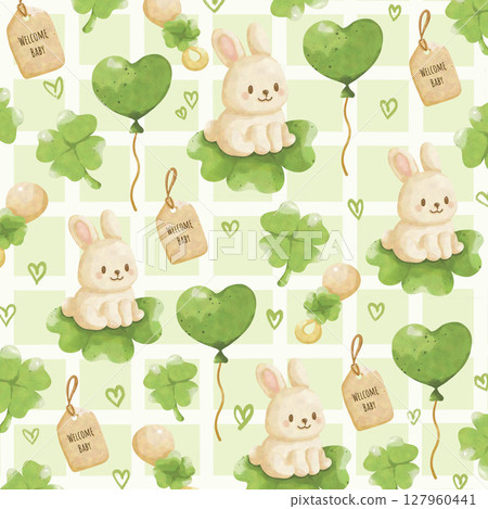 seamless pattern with rabbits and tree seamless pattern with rabbits and tree 127960441