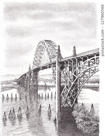 Landscape with a bridge Landscape with a bridge 127960566