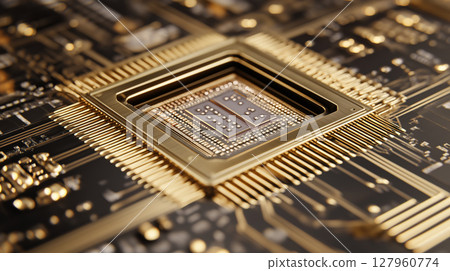 Close-up of advanced quantum processor Close-up of advanced quantum processor 127960774