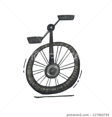 Circus bicycle, unicycle isolated on white background 127960795