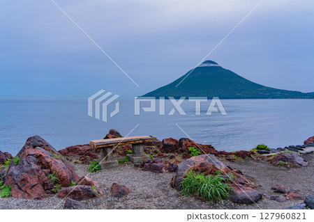 (Kagoshima Prefecture) Mt. Kaimon as seen from Nagasaki-hana 127960821