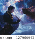Couple in blue dresses 127960943