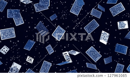 撲克牌飛舞的圖像,黑色背景 撲克牌飛舞的圖像,黑色背景 127961085
