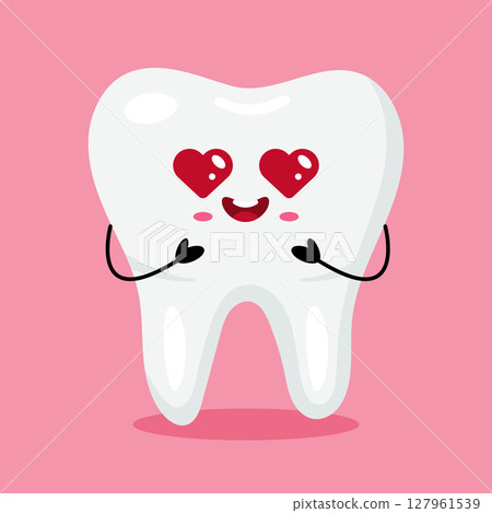 Tooth character with worried expression cartoon style Tooth character with worried expression cartoon style 127961539