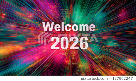 Vibrant welcome to the year 2026 background design 127962247