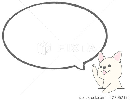 French bulldog raising hand speech bubble background (white) 127962333
