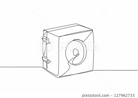 Continuous one line drawing pinhole camera made of wood. Made from wood waste. Very environmentally friendly. Anti pollution. World Pinhole Photography Day. Single line draw design vector illustration Continuous one line drawing pinhole camera made of wood. Made from wood waste. Very environmentally friendly. Anti pollution. World Pinhole Photography Day. Single line draw design vector illustration 127962733