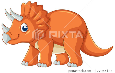 Cute Cartoon Triceratops Vector Illustration 127963128