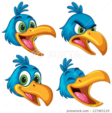 Colorful Hornbill Expressions Vector Illustration 127963129