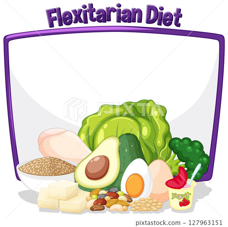 Flexitarian Diet Vector Illustration with Healthy Foods 127963151