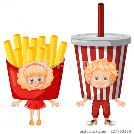 Fast Food Friends in Costume Fast Food Friends in Costume 127963159