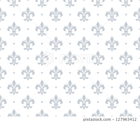 Flower geometric pattern. Seamless vector background. White and gray ornament 127963412
