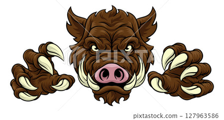 Boar Wild Hog Razorback Warthog Pig Sports Mascot Boar Wild Hog Razorback Warthog Pig Sports Mascot 127963586