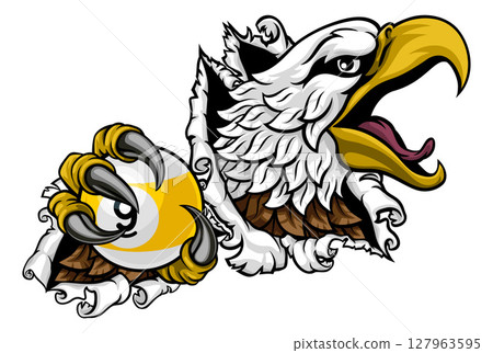 Eagle and 9 Ball Nine Ball Pool Cartoon Mascot 127963595