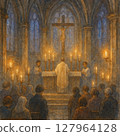 Church Atonement Illustration | Solemn Catholic Mass watercolor illustration 127964128