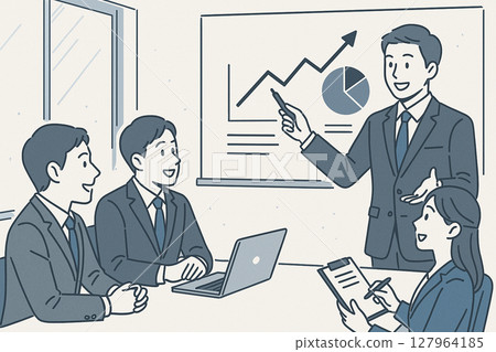 A businessman giving a presentation 127964185