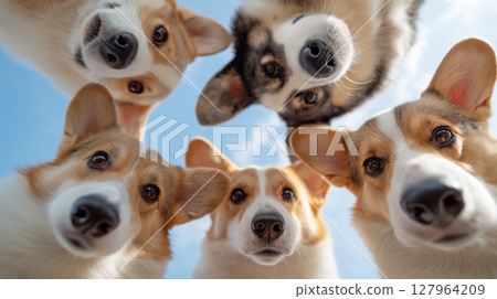 Curious Corgi dog posing for the camera Curious Corgi dog posing for the camera 127964209