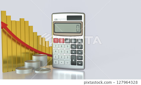 The Calculator and coins for Business concept 3d Rendering. 127964328