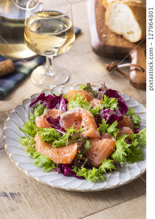 Salmon and Wasabi Salad 127964801