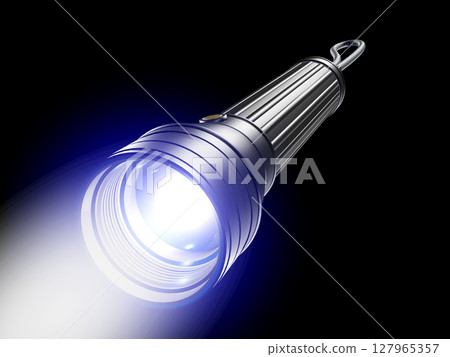Handy light, flashlight, flashlight, disaster prevention goods, handy light, black background 127965357