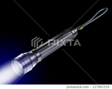 手提燈、手電筒、手電筒、防災用品、手提燈、黑色背景 127965359