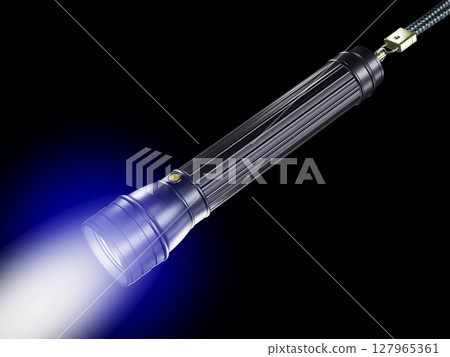 手提燈、手電筒、手電筒、防災用品、手提燈、黑色背景 127965361