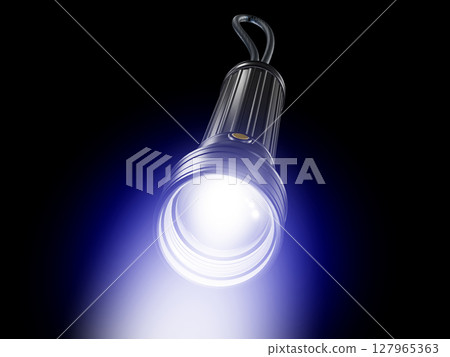 手提燈、手電筒、手電筒、防災用品、手提燈、黑色背景 手提燈、手電筒、手電筒、防災用品、手提燈、黑色背景 127965363