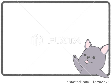French bulldog raising hand frame background (black) French bulldog raising hand frame background (black) 127965472