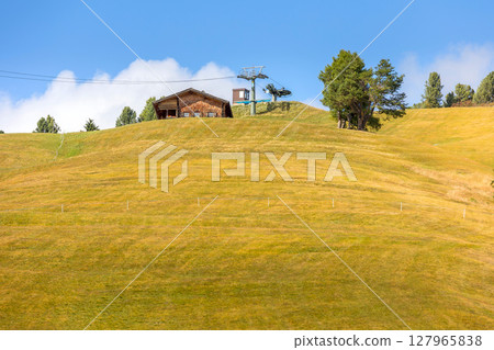 Dolomites Alpe di Siusi, Italy chair lift 127965838