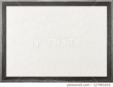 Background image of white cotton linen canvas board with gray wooden frame Background image of white cotton linen canvas board with gray wooden frame 127965858