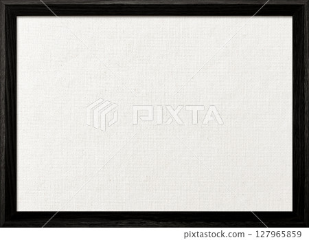 Background image of white cotton linen canvas board with black wooden frame Background image of white cotton linen canvas board with black wooden frame 127965859