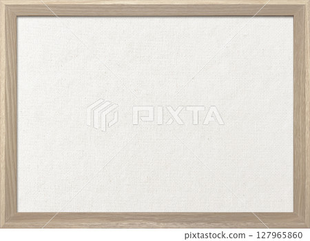 白色棉麻帆佈板背景圖像，木框，白色棕色木框 127965860