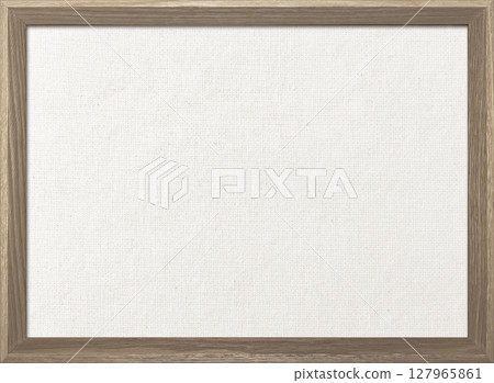白色棉麻帆佈板與淺棕色木框的背景影像 白色棉麻帆佈板與淺棕色木框的背景影像 127965861