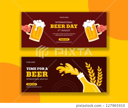 International Beer Day Vector Template for Horizontal Banner with Craft Beer and Cheer in Flat Style International Beer Day Vector Template for Horizontal Banner with Craft Beer and Cheer in Flat Style 127965910