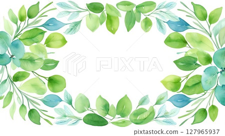 Decorative frame in refreshing colors | Watercolor botanical template Decorative frame in refreshing colors | Watercolor botanical template 127965937